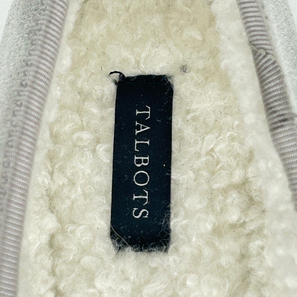 Talbots Blakely Cozy‎ Sueded Fabric Ballet Slippers Size 9 Gray Sherpa Lined - Picture 11 of 13
